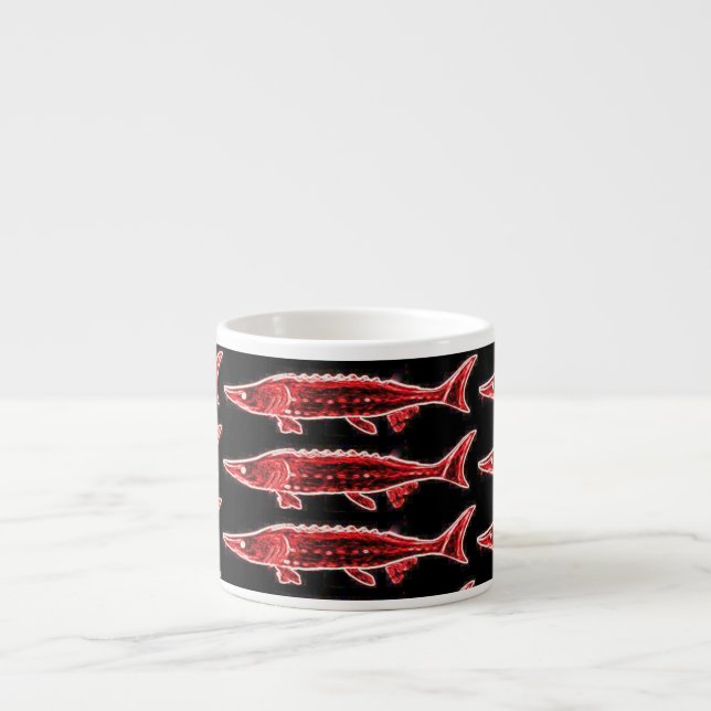 red sturgeons black espresso cup (Front)