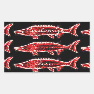 red sturgeons swimming rectangular sticker
