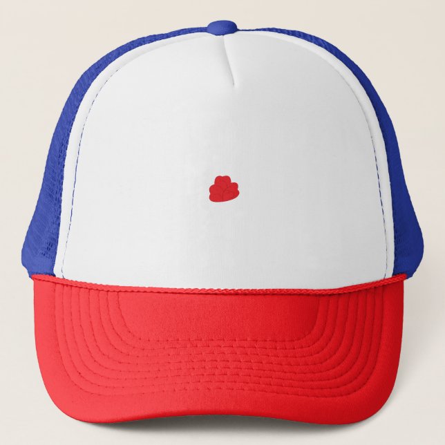 Red, stylised flower-like shape with dark lines. trucker hat (Front)