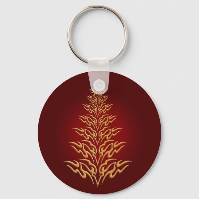Red Stylish Christmas Tree Key Chain (Front)
