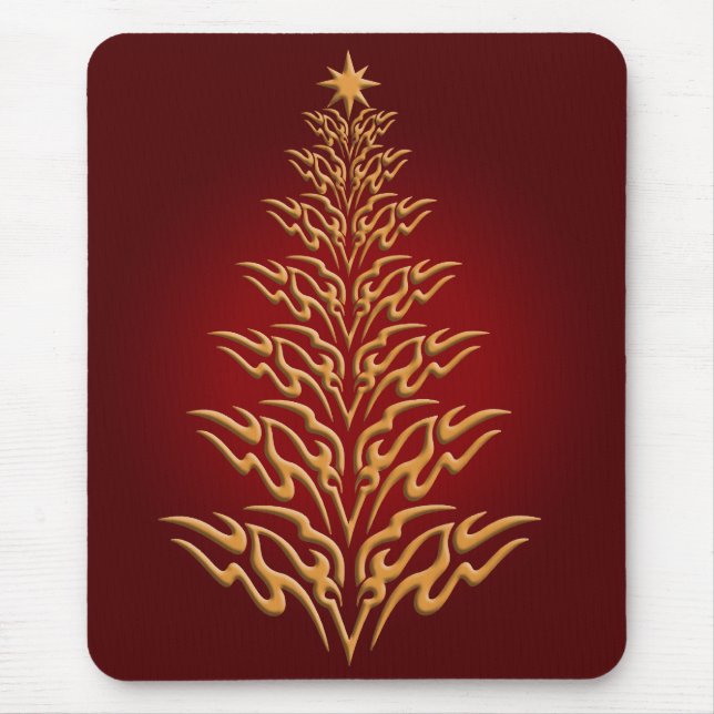 Red Stylish Christmas Tree Mouse Pad (Front)