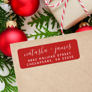 Red Stylish Script Return Address