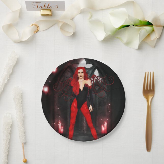 Red Succubus Paper Plate (Wedding)