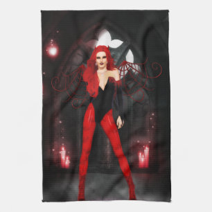 Red Succubus Tea Towel