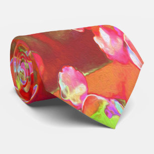 Red Succulent Sedum Flowers on Burnt Orange Tie