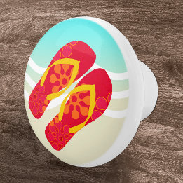Red Summer Beach Flip Flops Door Knob
