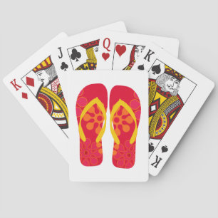 Red Summer Beach Party Flip Flops Playing Cards
