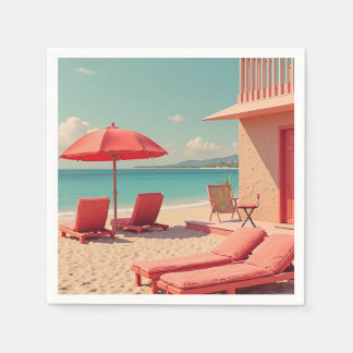 Red summer beach vibe napkin