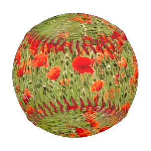 red summer flower baseball