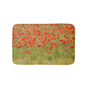 red summer flower bath mat