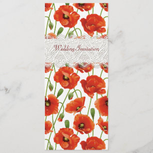 Red Summer Poppies Wedding Invitation