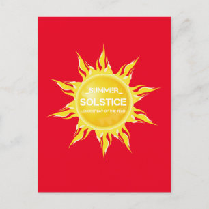 Red summer solstice the longest day of the year postcard