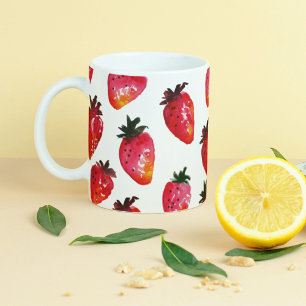Red Summer Strawberries Cute Boho Hand-Illustrated Coffee Mug