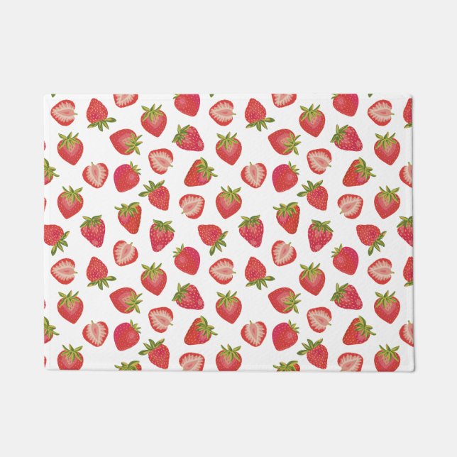 Red Summer Strawberry Pattern Doormat (Front)