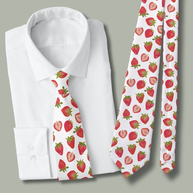 Red Summer Strawberry Pattern Neck Tie (Strawberry tie )