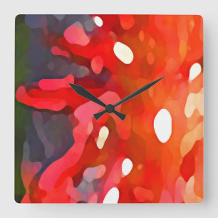 Red Sun Abstract by Amy Vangsgard Square Wall Clock