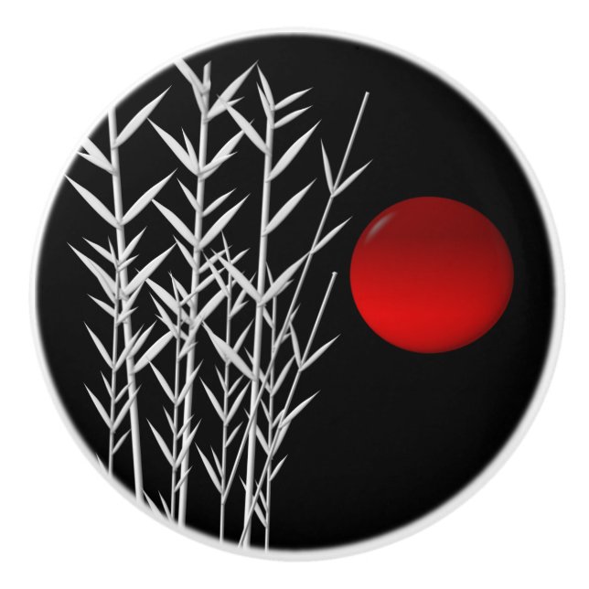 Red sun black white zen ceramic knob (Front)