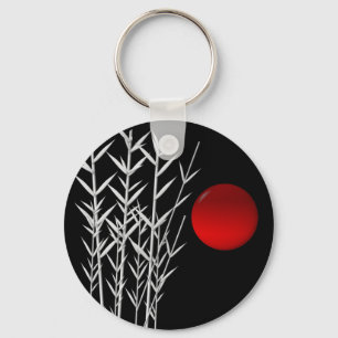 Red sun black white zen key ring