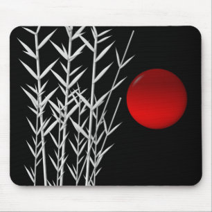 Red sun black white zen mouse pad