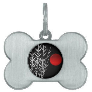 Red sun black white zen pet tag