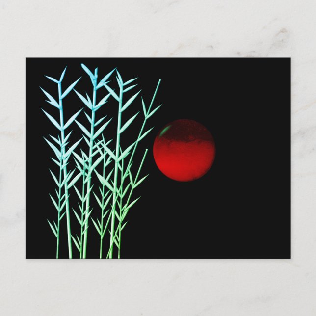 Red sun black white zen postcard (Front)