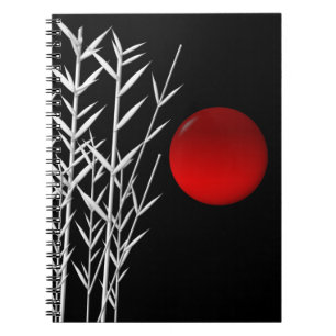 Red sun black white zen spiral notebook
