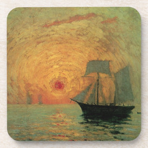 Red Sun by Maxime Maufra, Vintage Impressionism Coaster