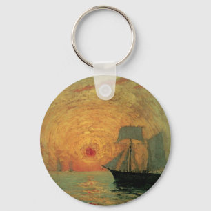 Red Sun by Maxime Maufra, Vintage Impressionism Key Ring