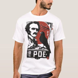 Red Sun Edgar Allan Poe Gothic Writer Portrait T-Shirt
