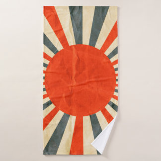 Red sun flag on paper texture,  retro vintage styl bath towel