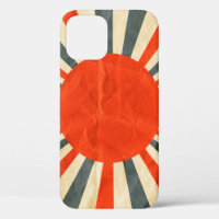 Red sun flag on paper texture, retro vintage styl