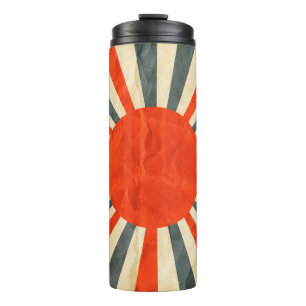 Red sun flag on paper texture, retro vintage styl thermal tumbler