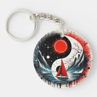 Red Sun On The Lake Key Ring