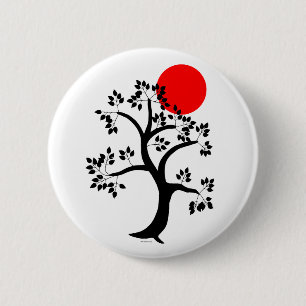 Red Sun Tree Button