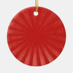 Red Sunburst Background – Vintage Retro Texture Ceramic Tree Decoration