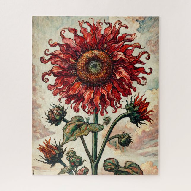 Red Sunflower 500 Piece Puzzle (Vertical)