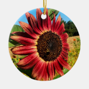 Red Sunflower Ceramic Tree Decoration