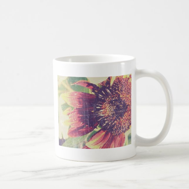Red Sunflower Grunge Coffee Mug (Right)