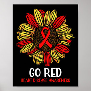 Red Sunflower Ribbon Poster