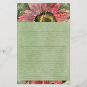 Red Sunflower Watercolor Personalised Stationary Stationery