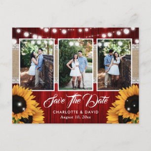 Red Sunflower Wedding Photo Save The Date Announcement Postcard