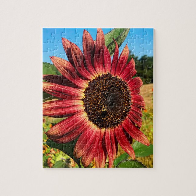 Red Sunflower with Bee Jigsaw Puzzle (Vertical)