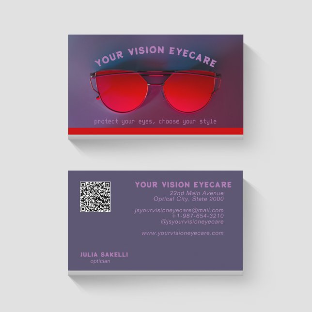 Red Sunglasses Optician Business Card (Creator Uploaded)
