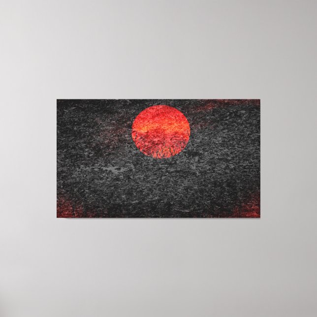 Red Sunset Abstract Painting #2 Canvas Print (Front)