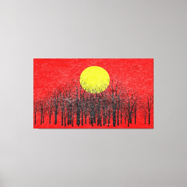 Red Sunset Abstract Painting #4 Canvas Print (Front)