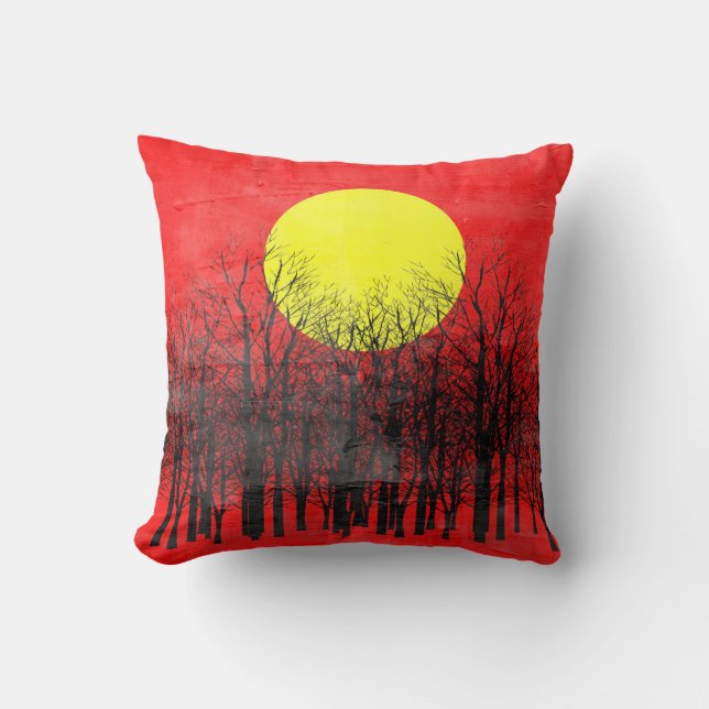 Red Sunset | Abstract Painting Cushion (Front)