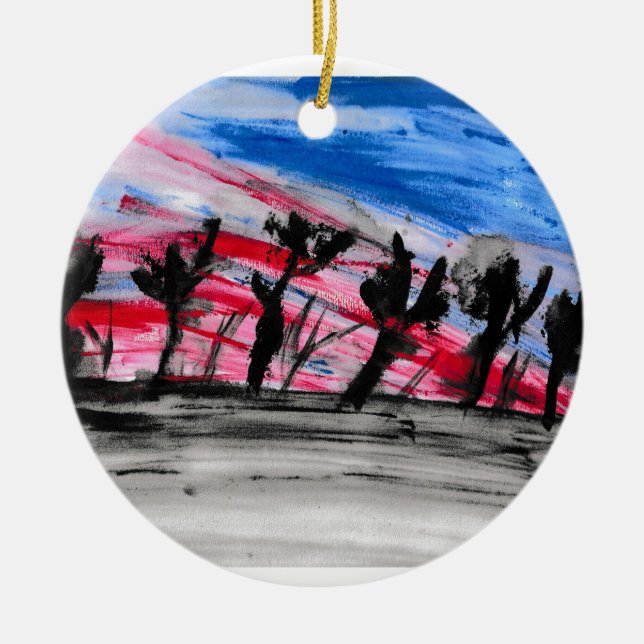 Red Sunset Ceramic Tree Decoration (Front)