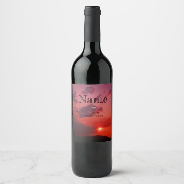 Red Sunset, Custom Wine Label (Front)
