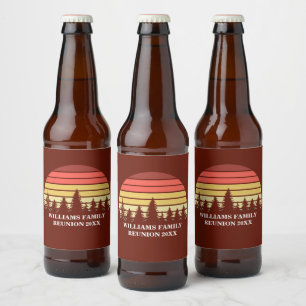 Red Sunset Forest Custom Family Reunion Party Beer Bottle Label