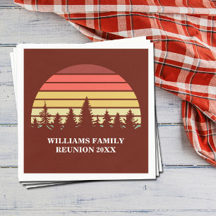 Red Sunset Forest Custom Family Reunion Party Napkin